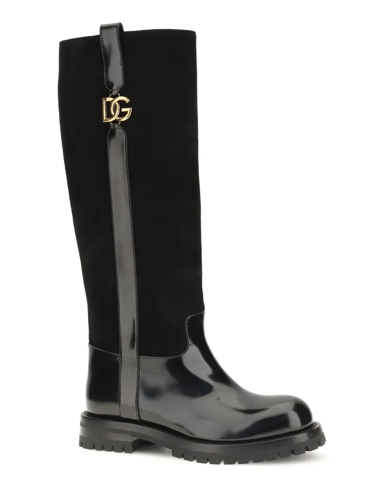 Dolce & Gabbana Suede and Leather Boots — Black Black