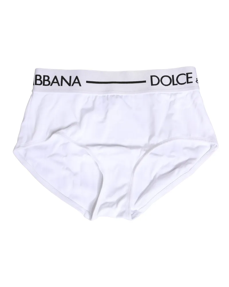 Dolce & Gabbana Women's White Nylon Logo Waistband Panty Underwear Elastane Clothing White