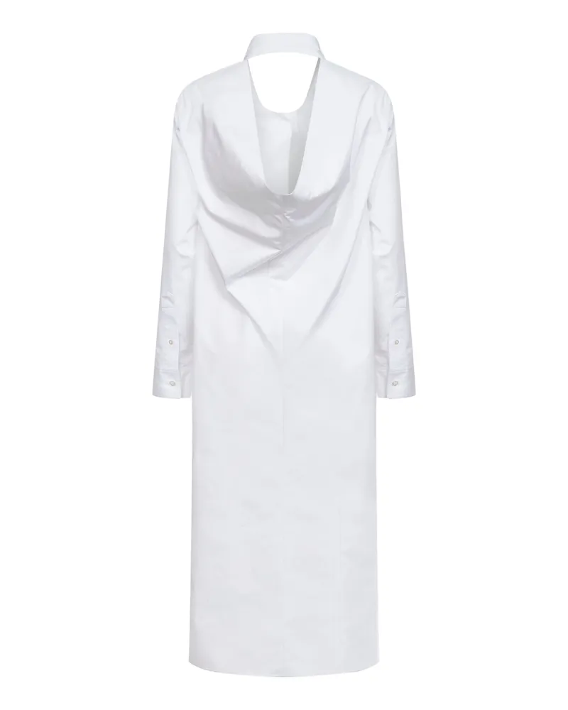 Balenciaga Women's Shirt Dress Draped Back White Poplin Cotton White