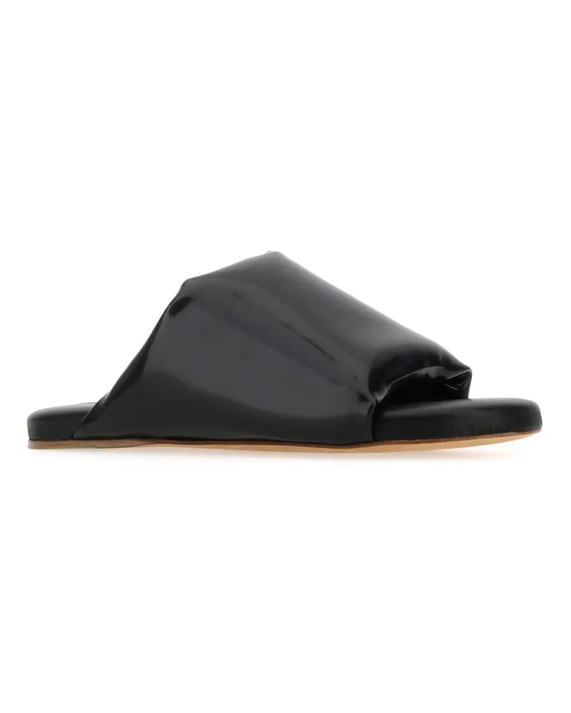 Bottega Veneta Women's Black Nappa Leather Cushion Sandals 1000 Slippers Flat Shoes Black