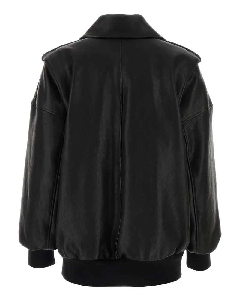 Alexander McQueen Women's Black Leather Oversize Jacket Exterior: Lamb Lining: Cupro Giacche Pelle In Black