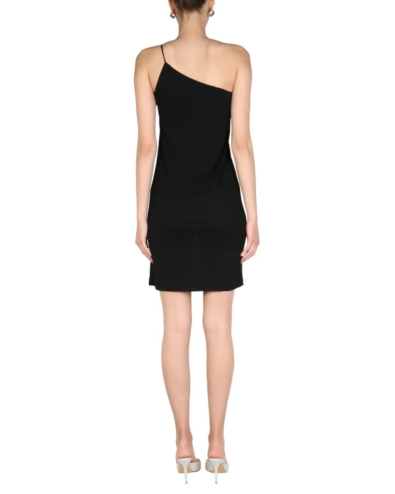 Dsquared2 One-Shoulder Viscose Dress — Black Black