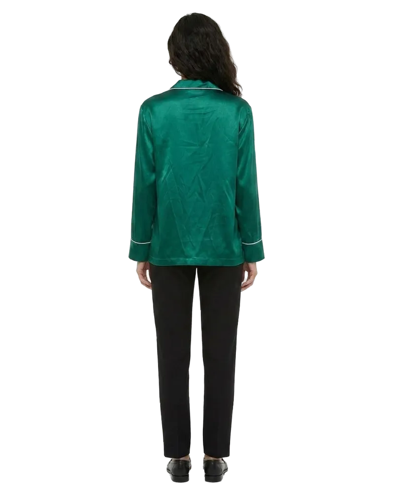 Dolce & Gabbana Women Green Silk Top Sleepwear Green
