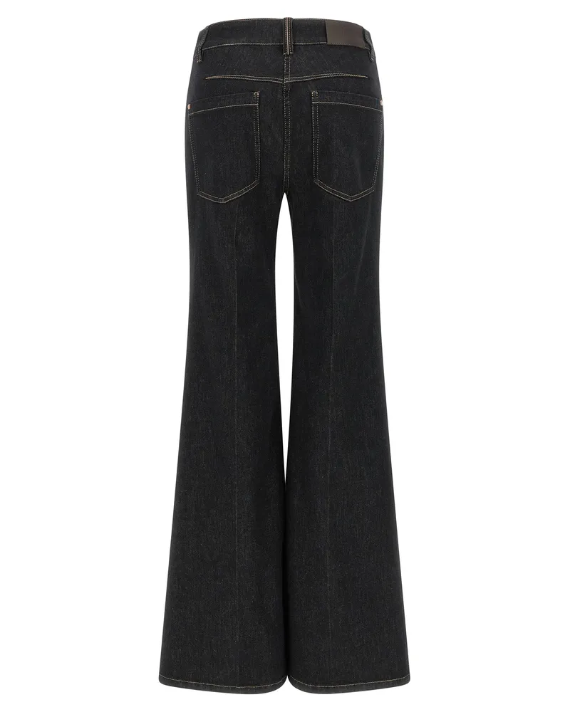 Brunello Cucinelli Women's Blue Cotton Flared Jeans Clothing Black