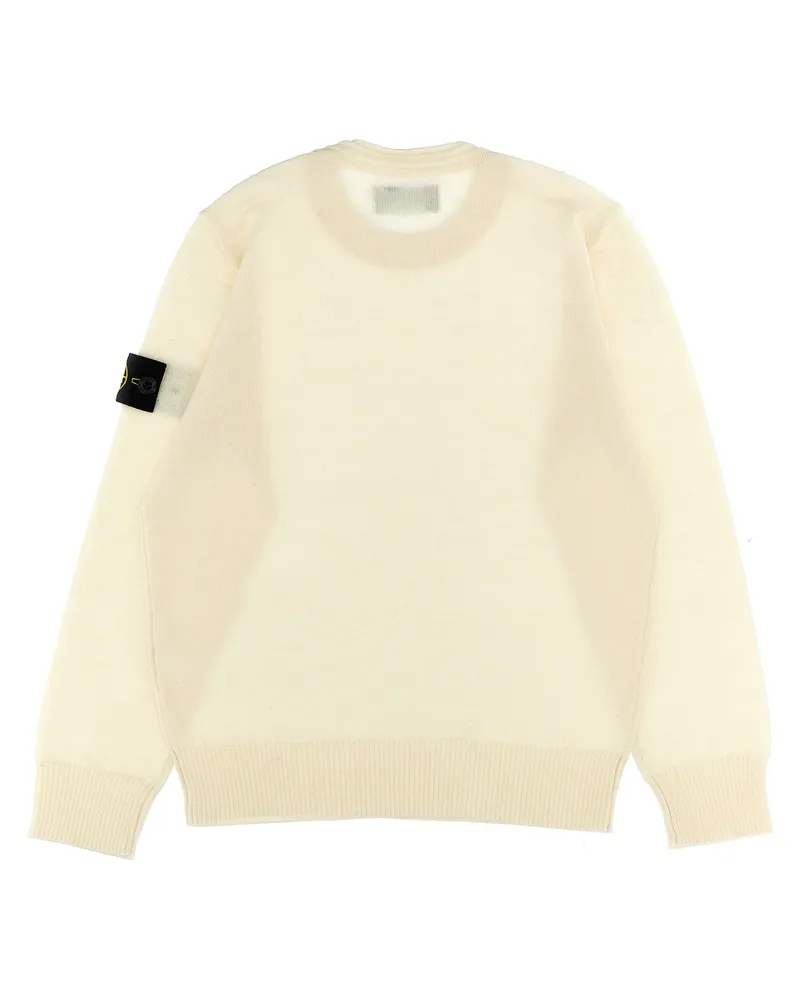 Stone Island Logo Patch Wool Sweater — Cream Cream
