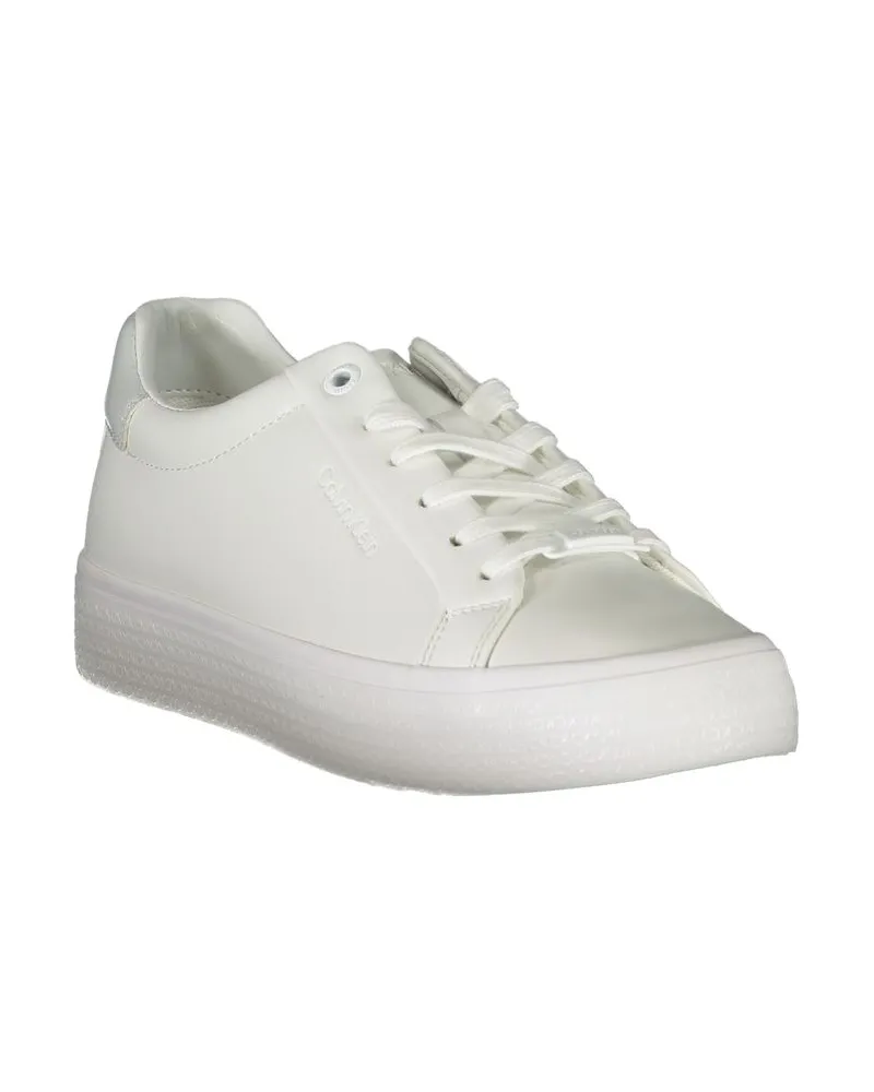 Calvin Klein Lace-Up Leather Sneaker — White White