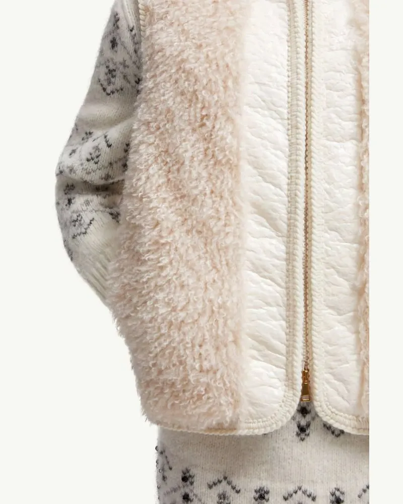 Moncler Quilted Wool-Blend Vest — Ecru Ecru