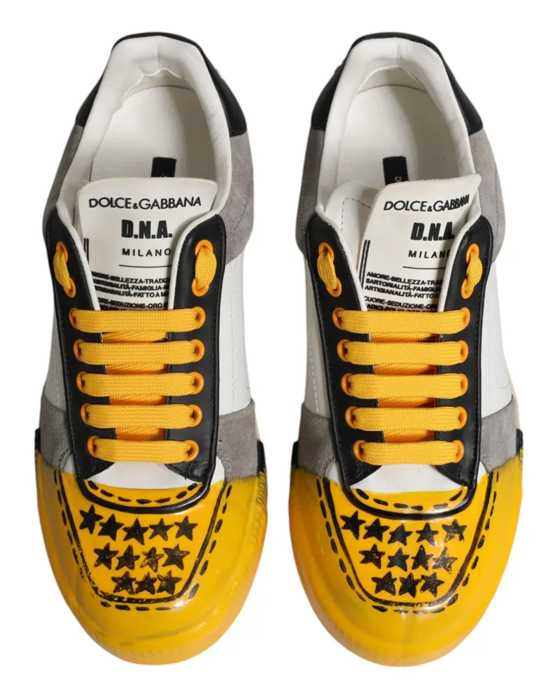 Dolce & Gabbana Men's Multicolor Miami Low Top Sneakers Shoes Calfskin Leather Multicolor