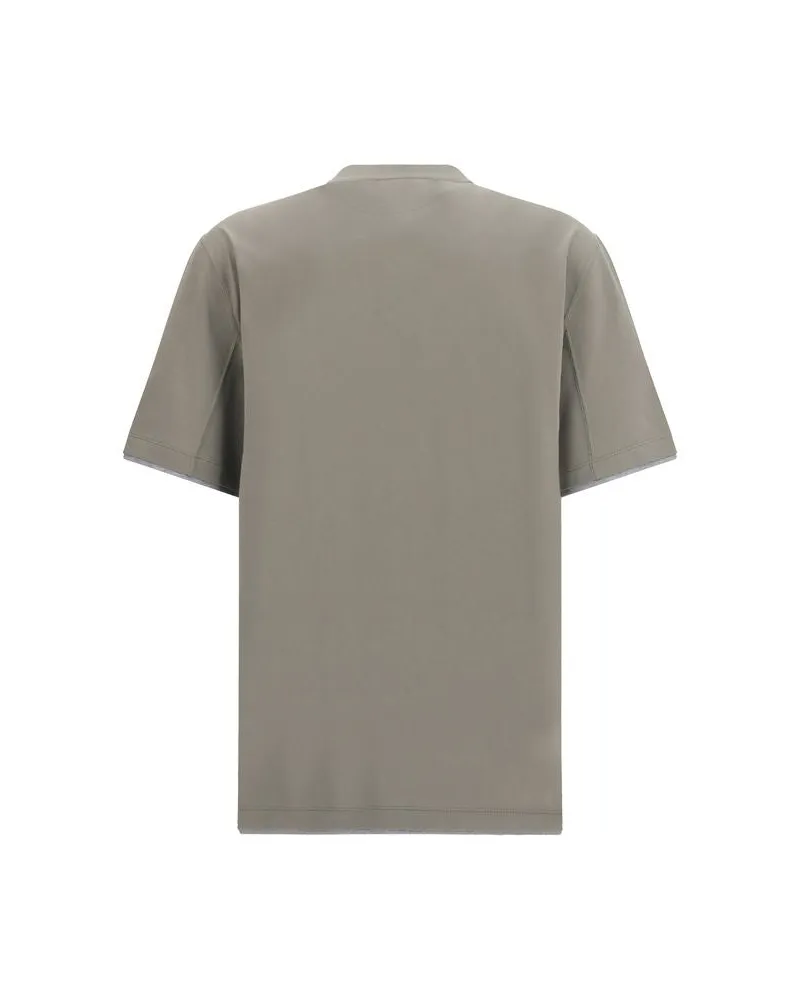 Brunello Cucinelli Men's Bicolor Cotton T-Shirt Beige