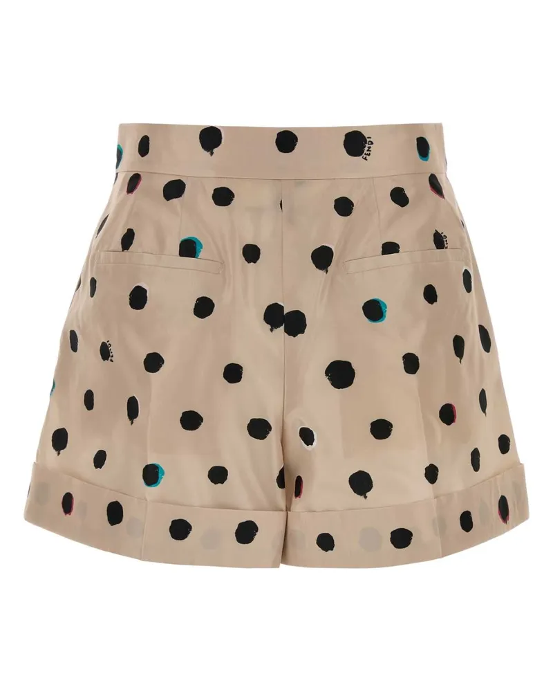 Fendi Women's Printed Taffeta Shorts Mou-26 Beige