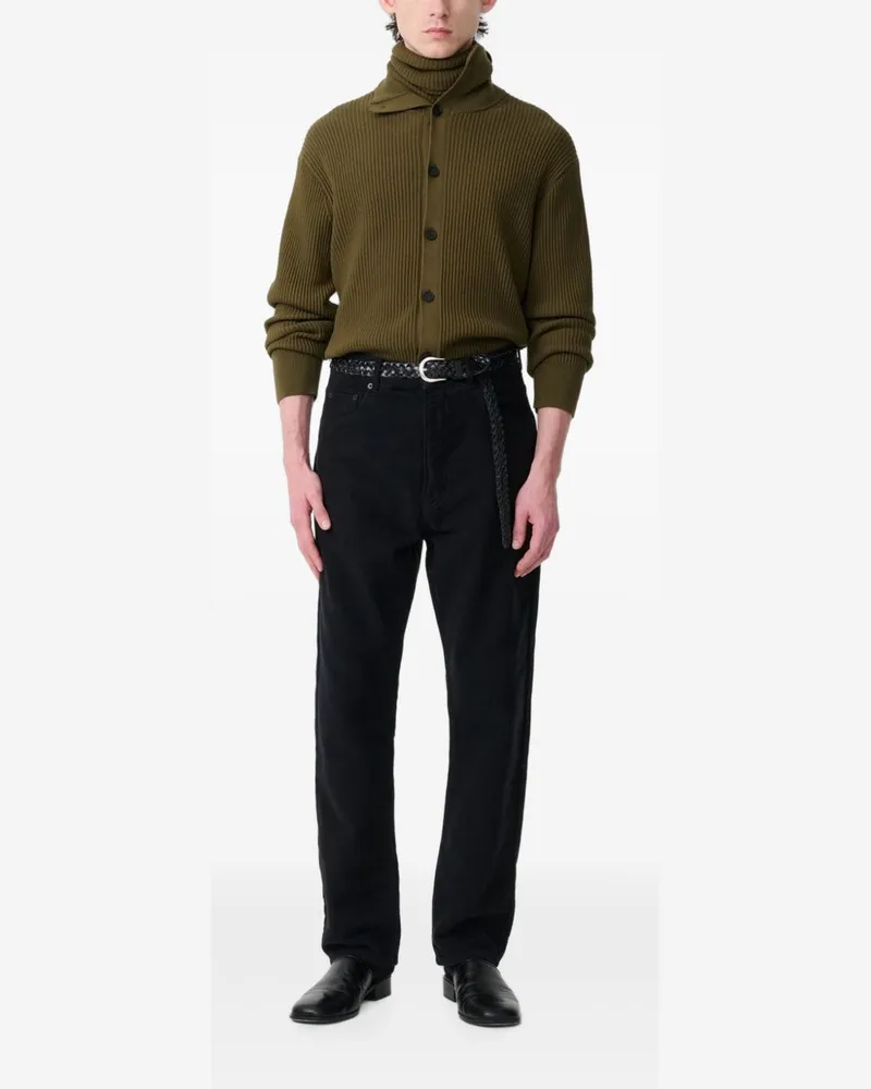 Studio Nicholson Men's Cardigan Oran Olive Green Cotton Cardigans Sweater Green