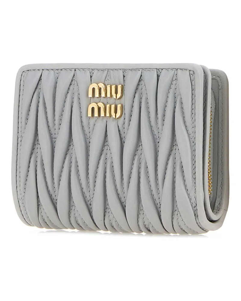 Miu Miu Women's Pastel Blue Leather Wallet Perla Extra-Accessori Gray