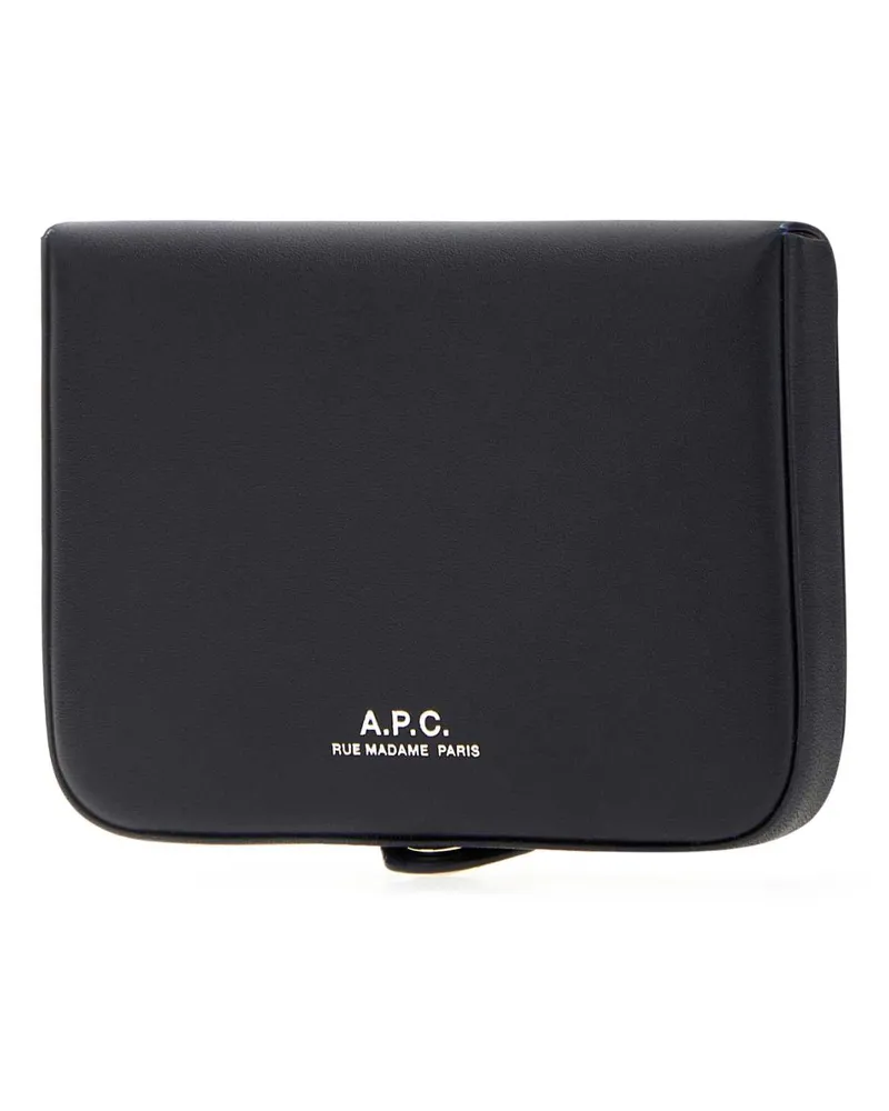 A.P.C. Men's Navy Blue Leather Card Holder Darknavy Exterior: Portafogli Wallet Navy