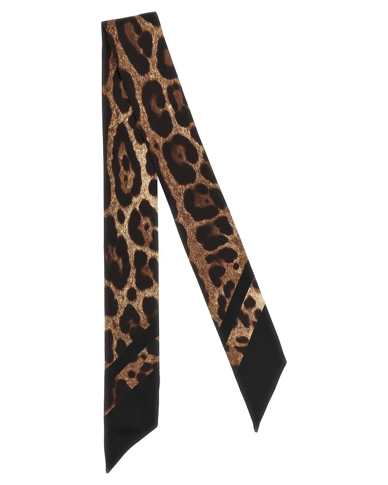 Dolce & Gabbana Leopard-Print Silk Twill Scarf — Brown Brown