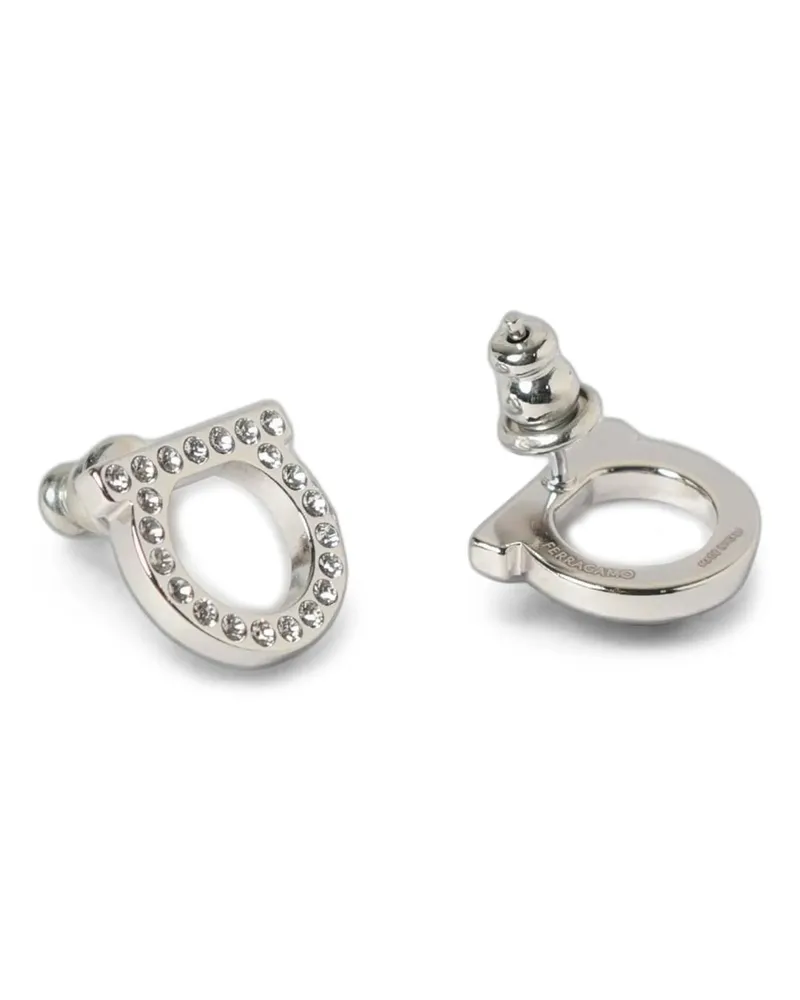 Ferragamo Gancini Crystals Earrings — Silver Silver