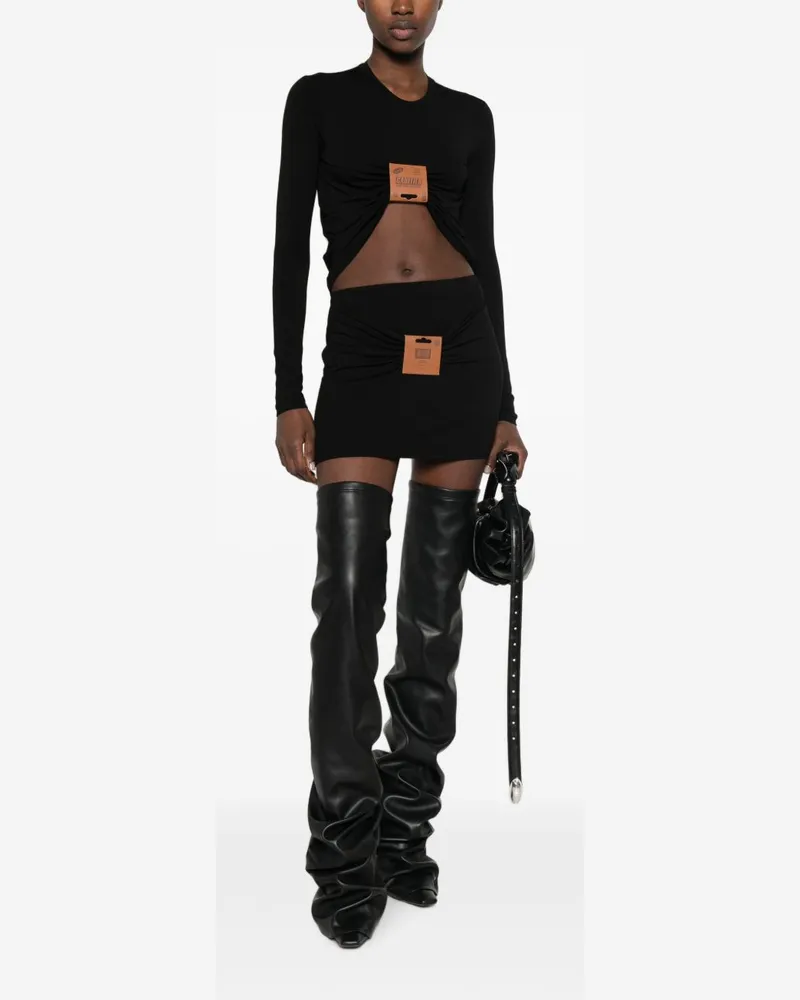 Jean Paul Gaultier Draped Viscose Mini Skirt — Black Black