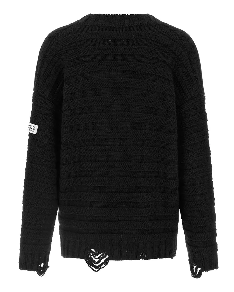 Maison Margiela Destroyed Virgin Wool Cardigan — Black Black
