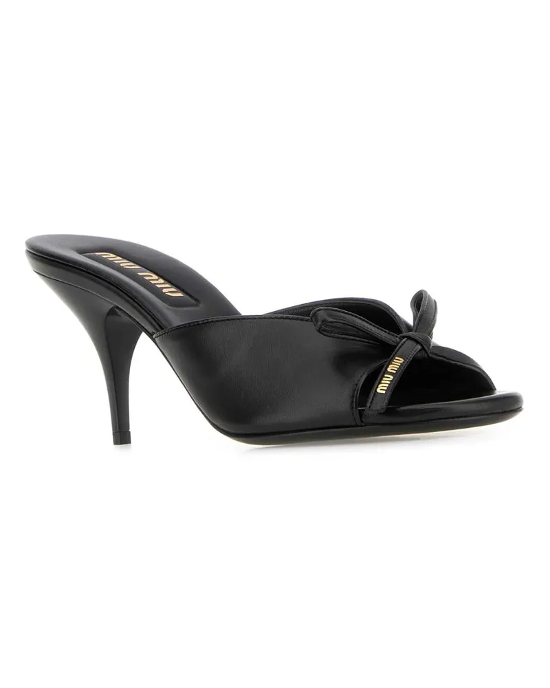 Miu Miu Women's Black Nappa Leather Mules Nero Sandali Sandal Black