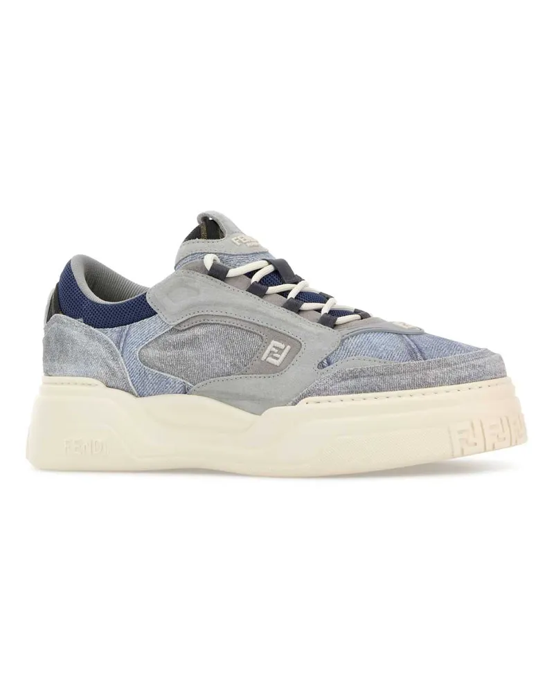 Fendi Men's Multicolor Denim  Force Sneakers Grig+denim Blu+denim Multicolor