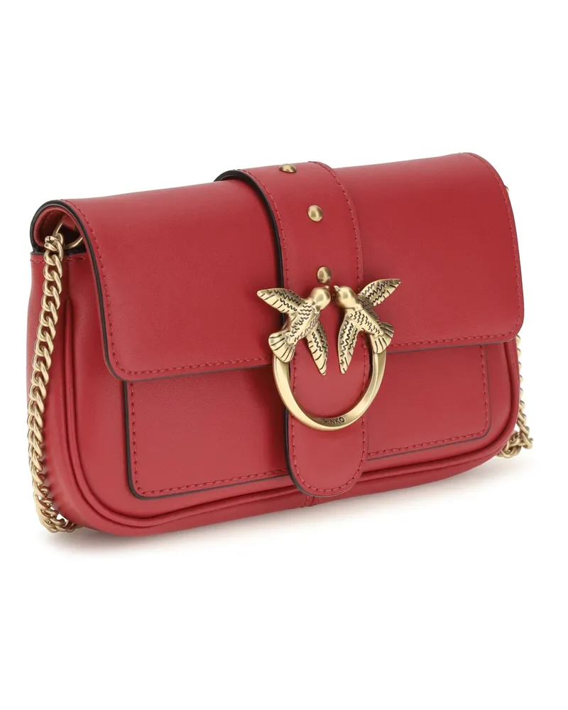Pinko Women's Love One Shoulder Bag Rosso Rio-Antique Gold Calf Leather Bos Taurus Red