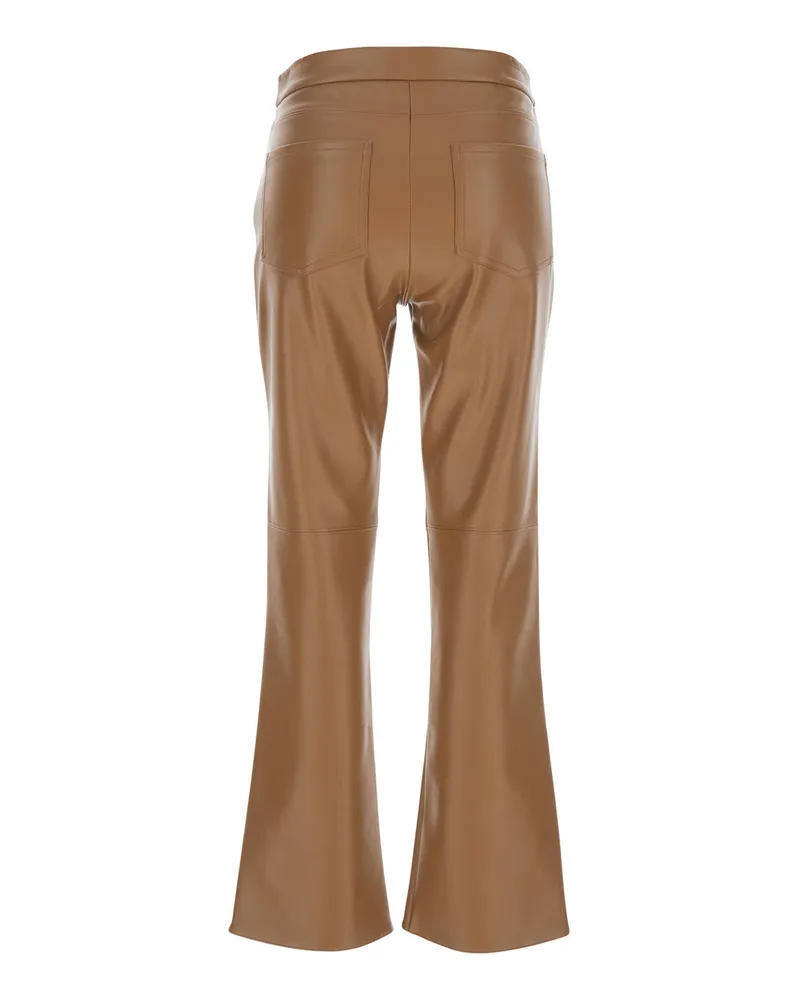Max Mara Women's Brown Flared Ecoleather Pants Polyester Trousers Brown