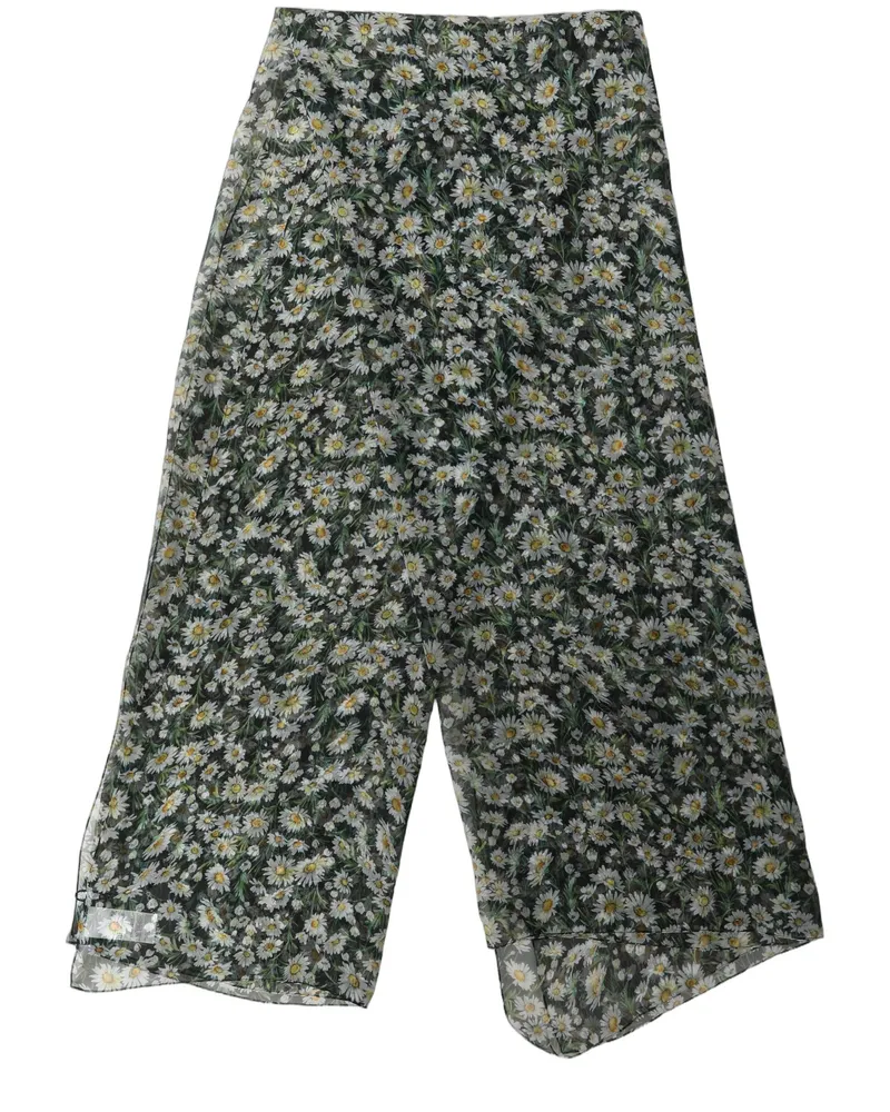 Dolce & Gabbana Daisy Silk Chiffon Scarf — Black Black