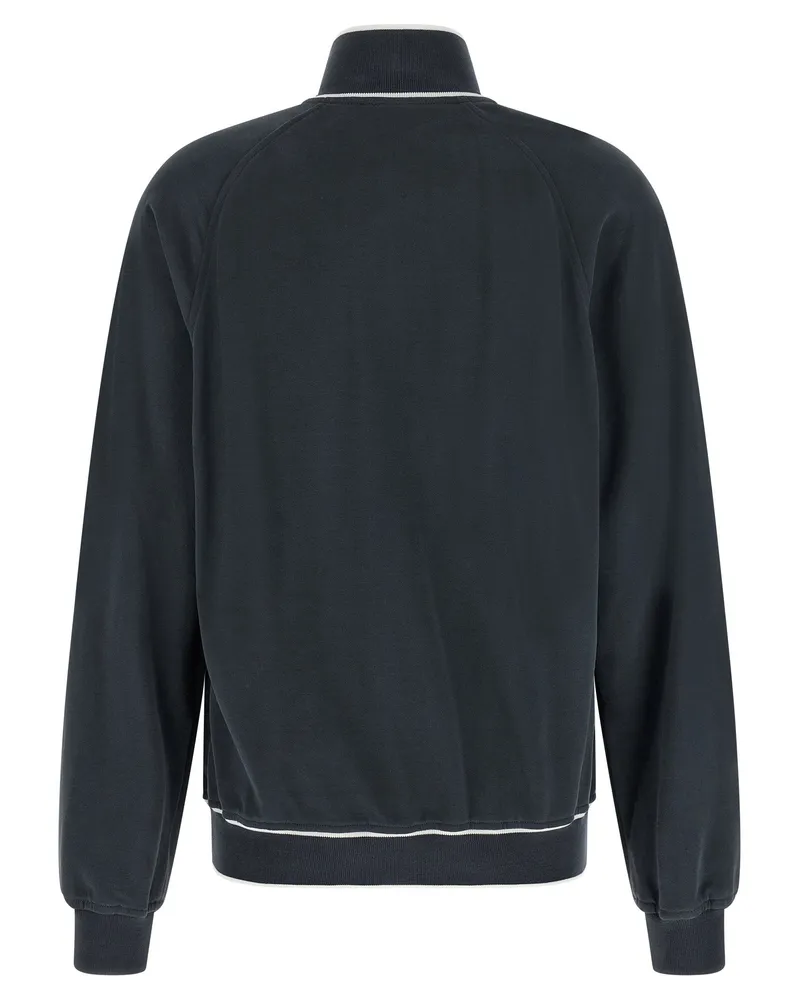 Brunello Cucinelli Heraldic Patch Cotton Sweatshirt — Navy Navy