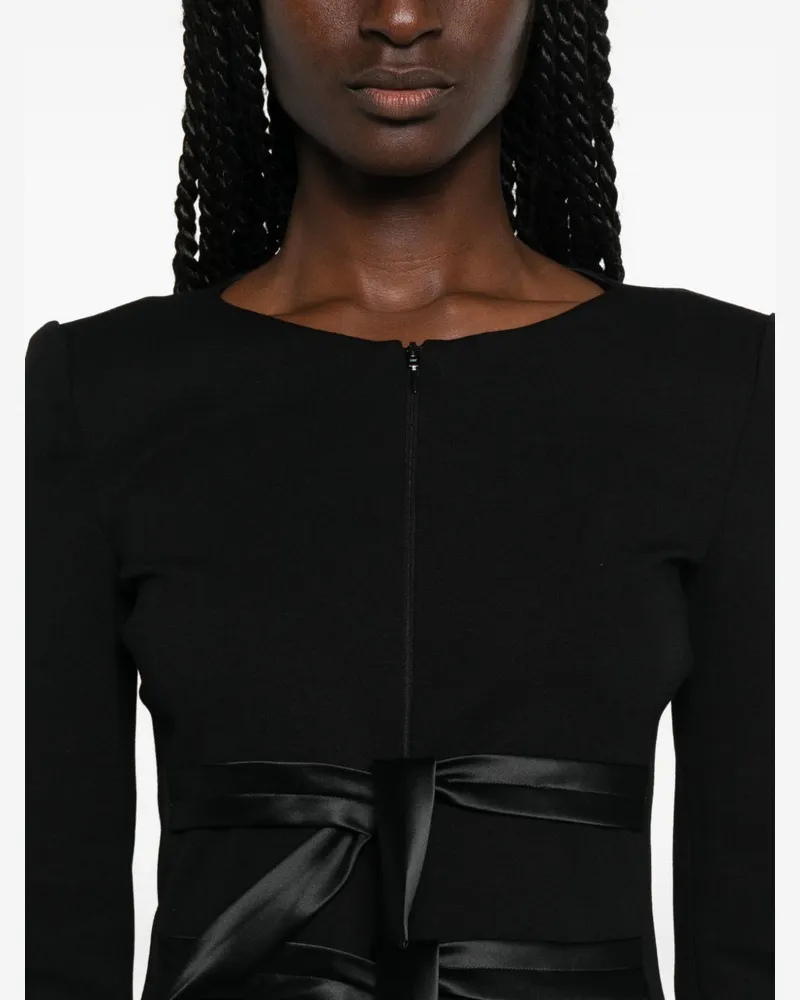 Emporio Armani Satin-Trimmed Collarless Jacket — Black Black
