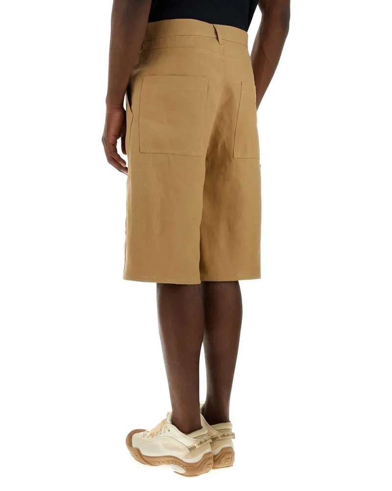 Fendi Paper Textile Bermuda — Beige Beige
