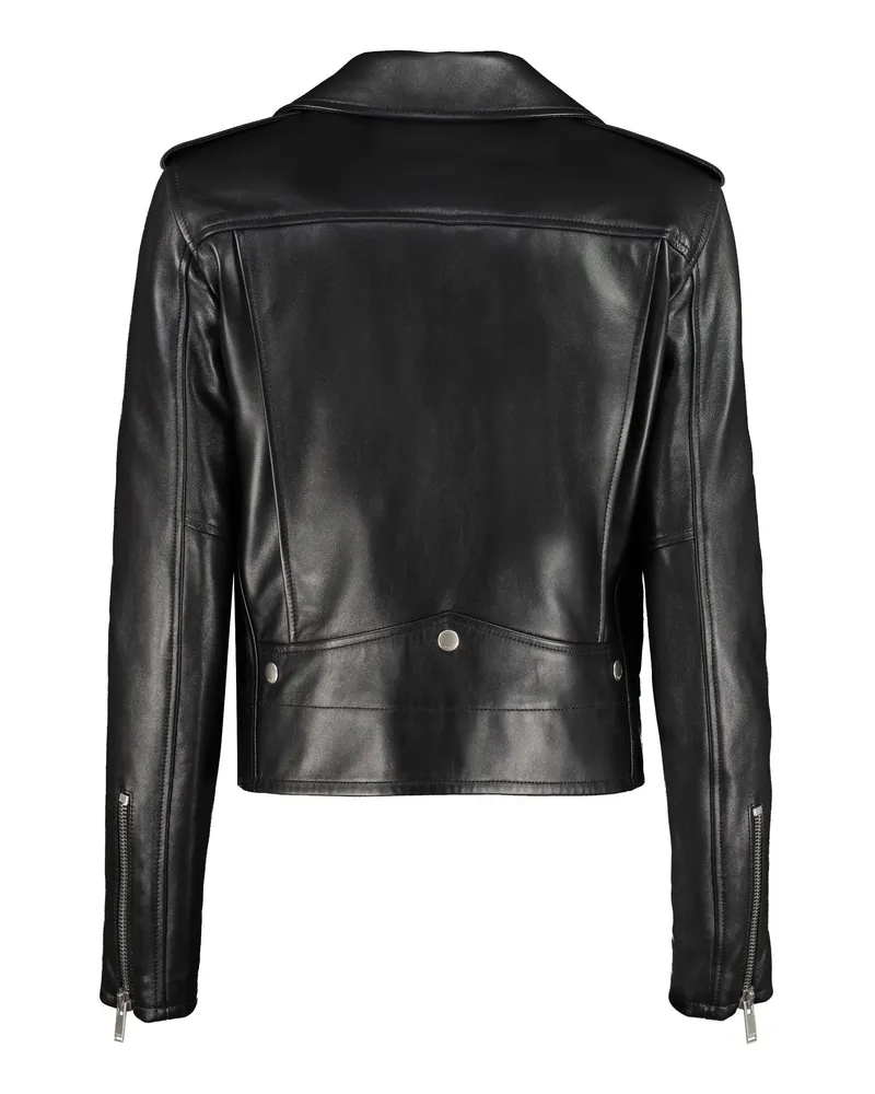 Saint Laurent Women's Leather Biker Jacket Black Lamb Black