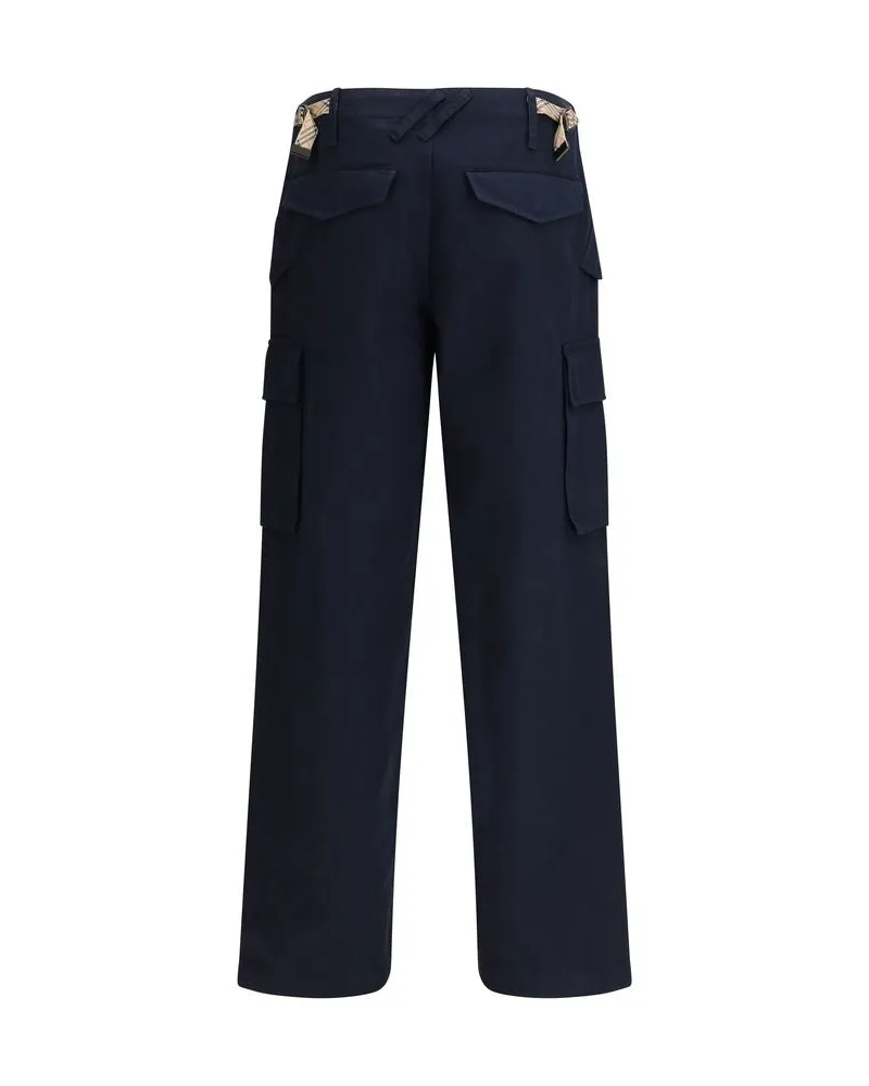 Burberry Men Blue Cotton Cargo Pants Navy