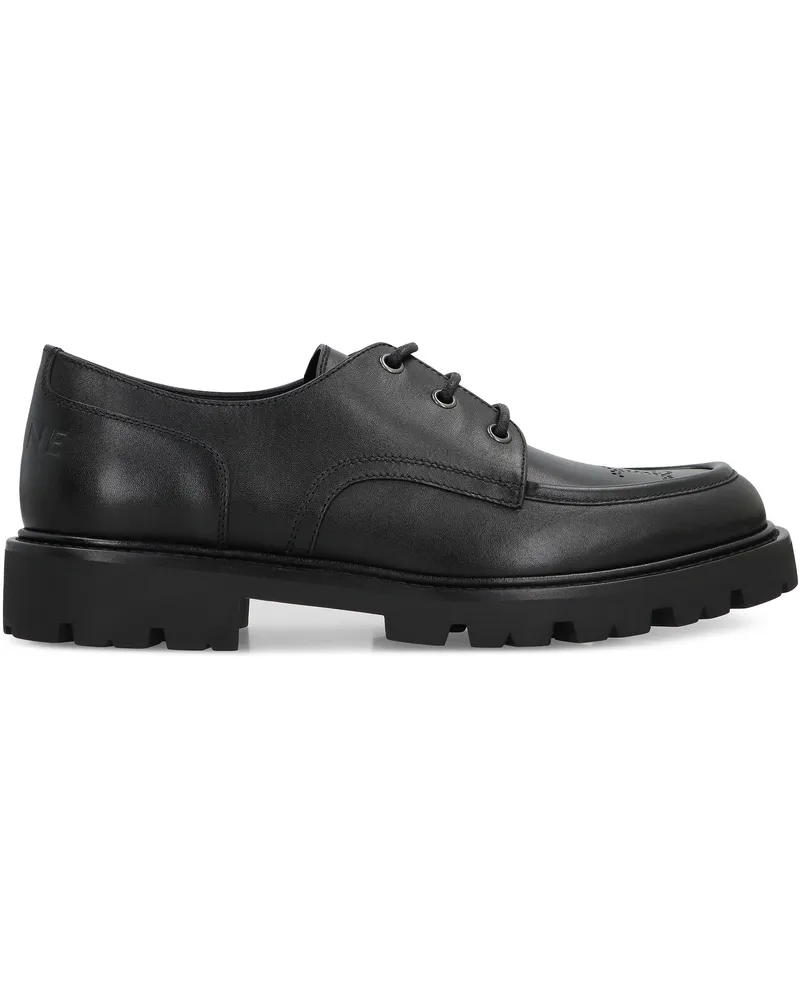 Celine Men's Leather Derby Shoes Margaret Black Cow Hide Lace-Up Flat Black