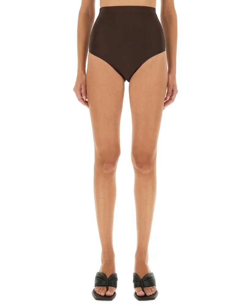Rick Owens Lilies High-Waisted Viscose Shorts — Brown Brown