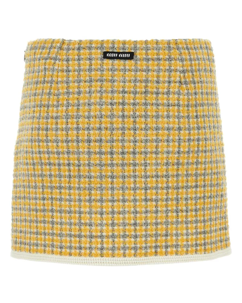 Miu Miu Women's Two-Tone Bouclã© Mini Skirt Bianco+giallo Gonne Yellow