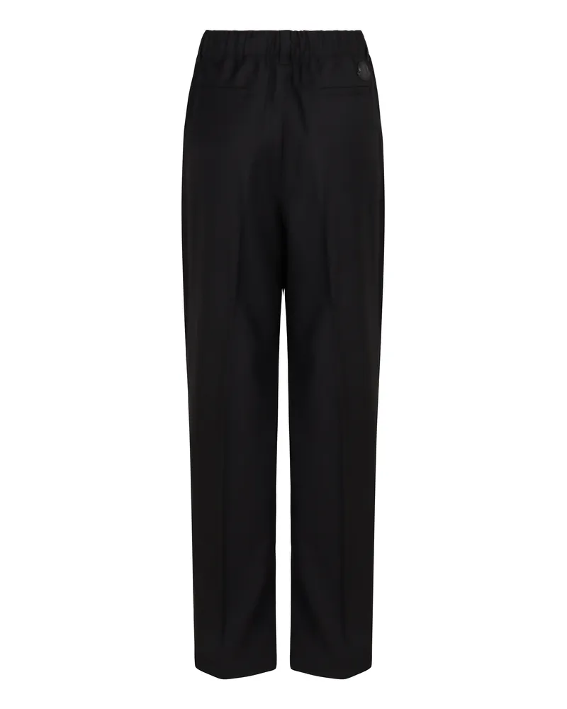 Moncler Women's Tailored Wool Gabardine Trousers Black Virgin Straight Black