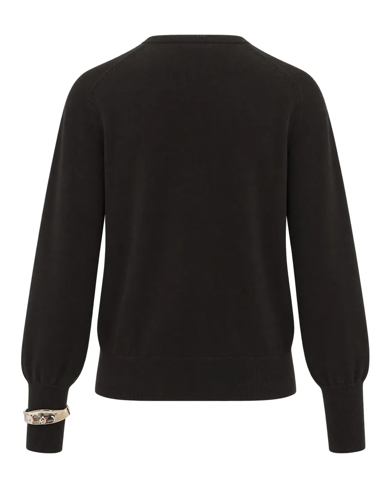 Liu Jo Fine-Gauge Wool Crewneck Cardigan — Brown Brown