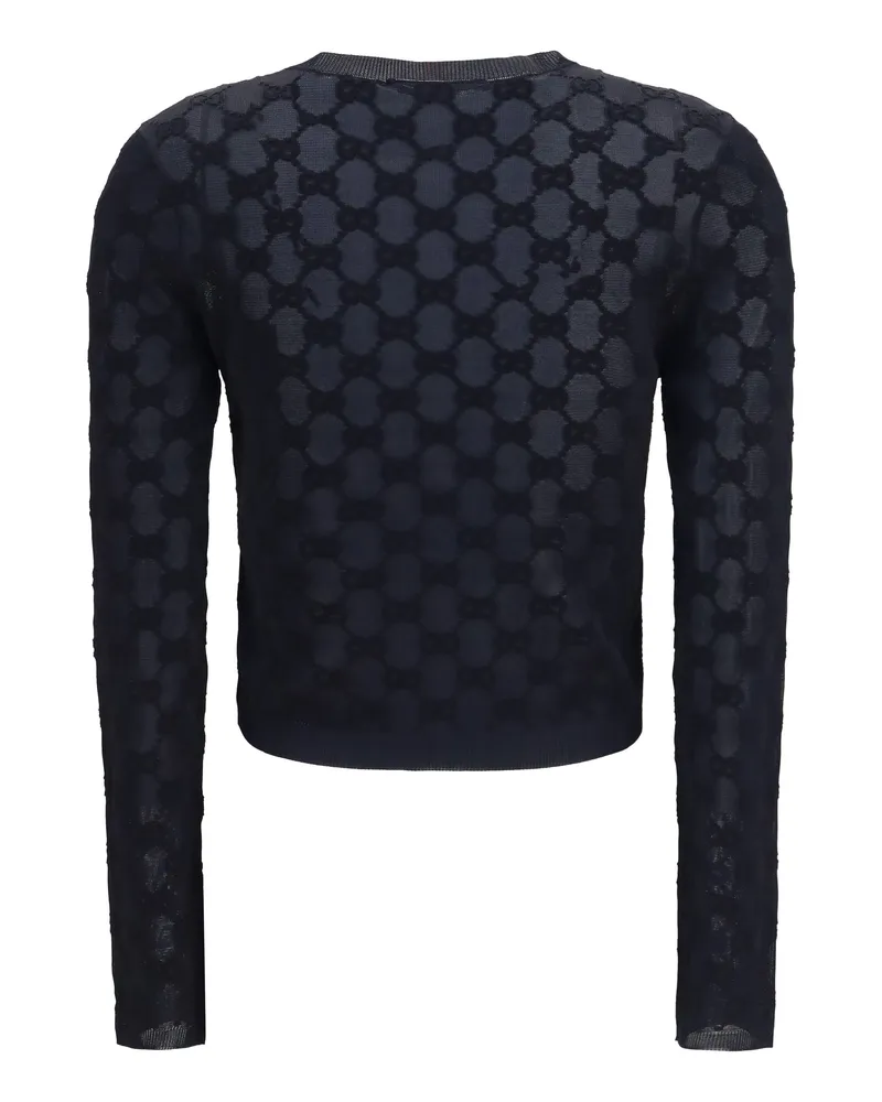 Gucci Women's Gg All-Over Viscose Crepe Cardigan Black Viscose; Cotton; Polyamide Sweater Black