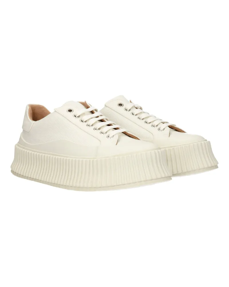 Jil Sander Women's White Fabric Platform Sneakers White