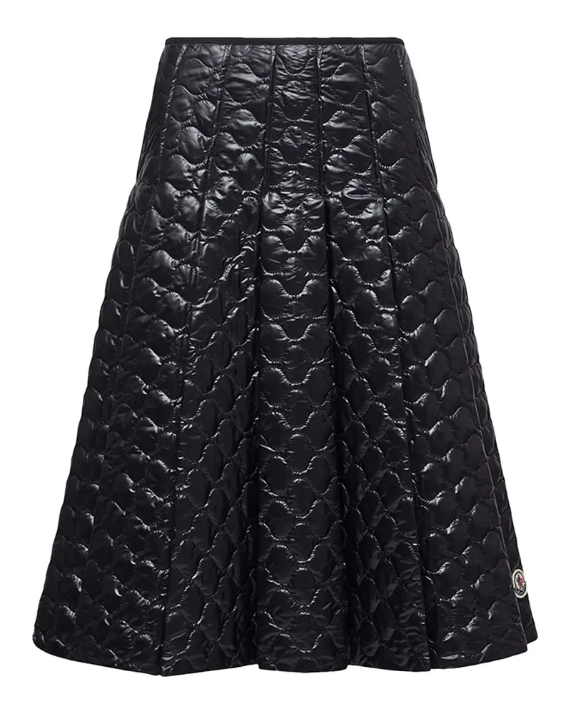 Moncler Square-Quilted Padded Skirt — Black Black