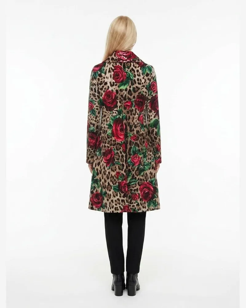 Dolce & Gabbana Women's Multicolor Wool Coat Clothing Beige