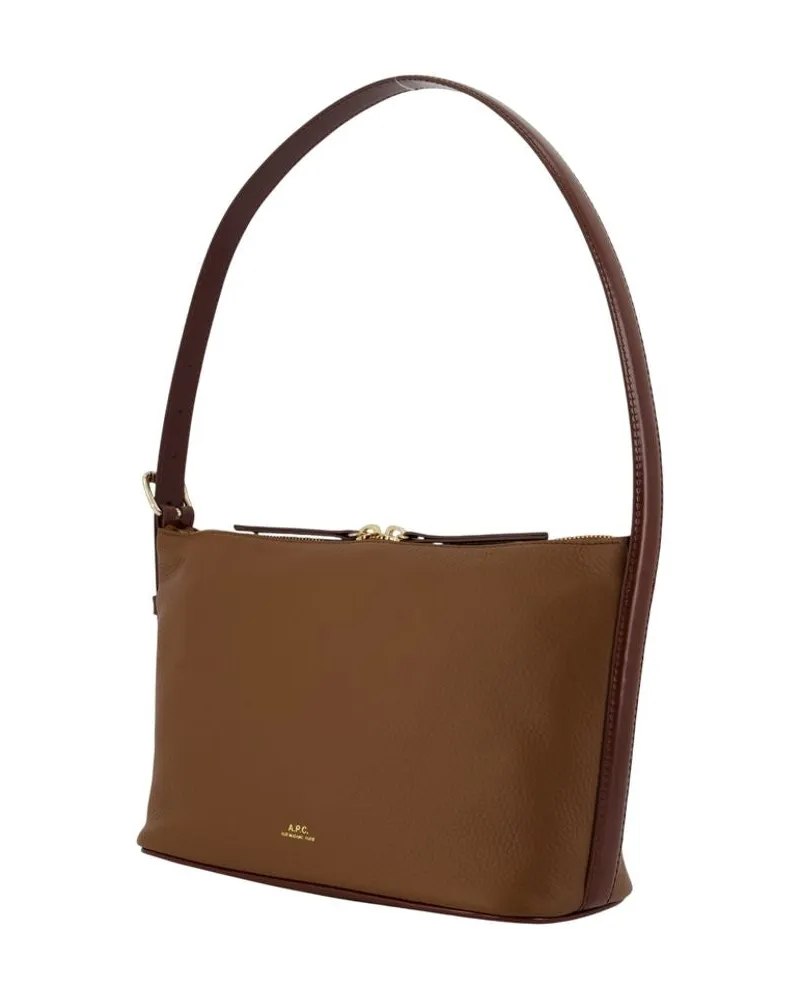 A.P.C. Women's Vera Shoulder Bag -  Leather Brown Calfskin Shoulder-Hobo-Bags Brown