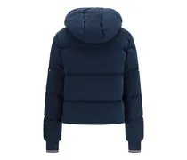 Women's Waxed Technical Puffer Jacket With Hood Dark Blue Cotton; Polyester; Fabric Down Coat