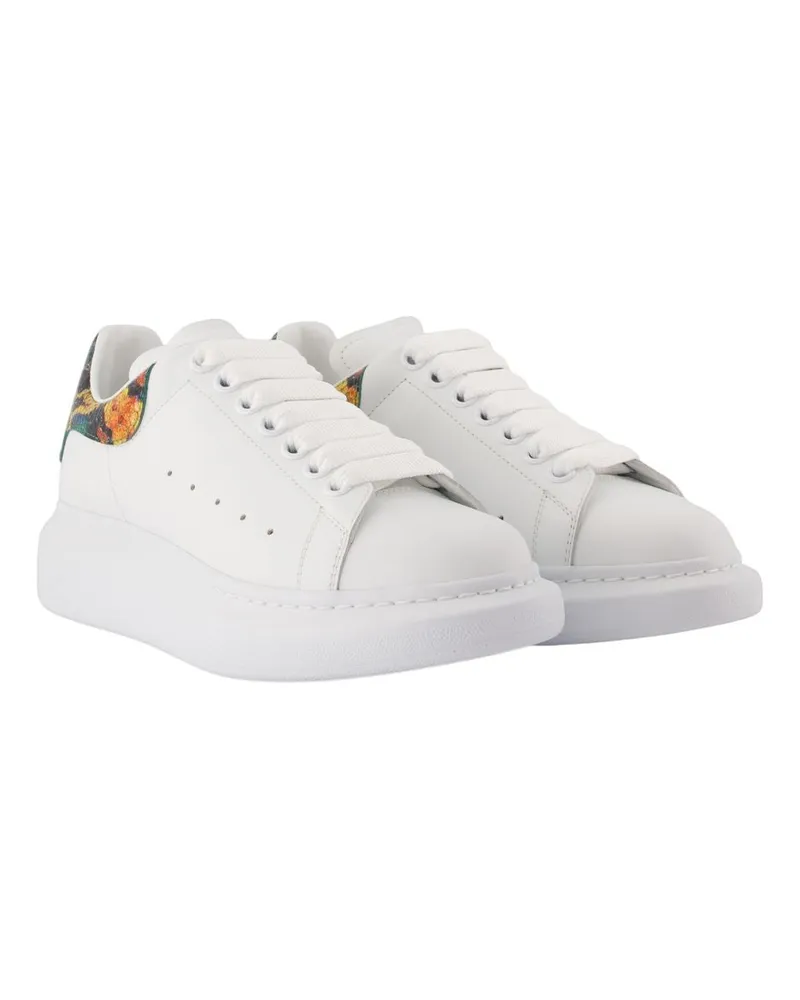 Alexander McQueen Women's Oversized Sneakers Leather White Calfskin Shoes White