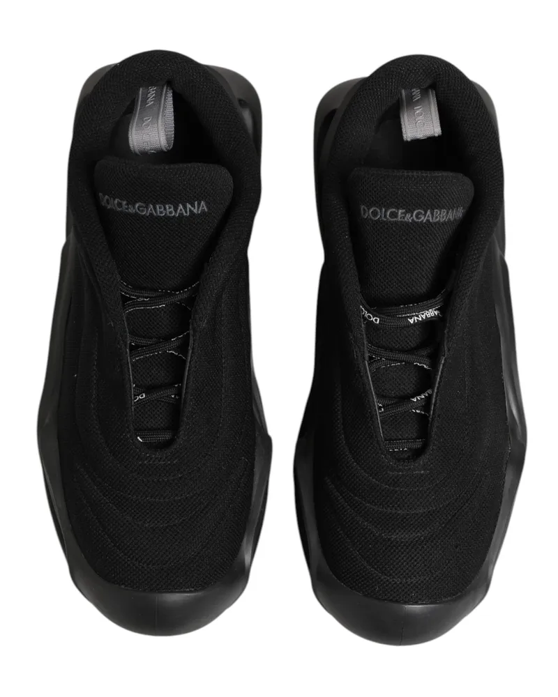 Dolce & Gabbana Black Lace Up Wave Low Top Men Sneaker Shoes Pl+vi Black