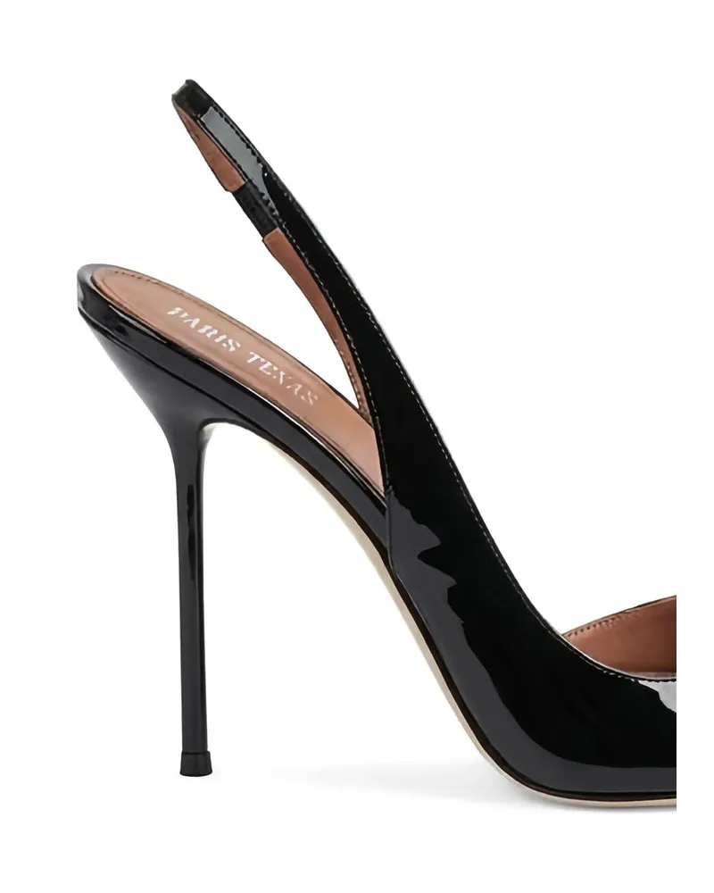 Paris Texas Patent Leather Slingback Stiletto Heel — Black Black