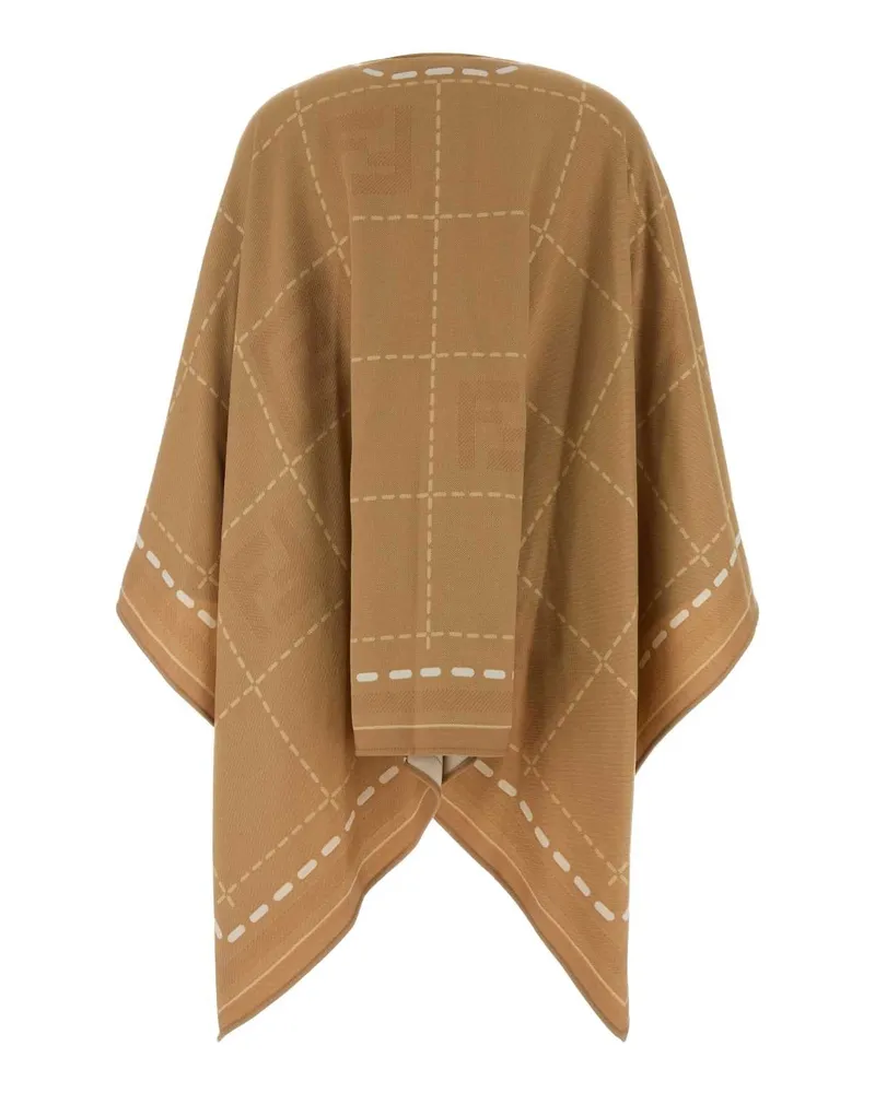 Fendi Women's Embroidered Wool Cape Cammello Exterior: Virgin Cappotti Beige