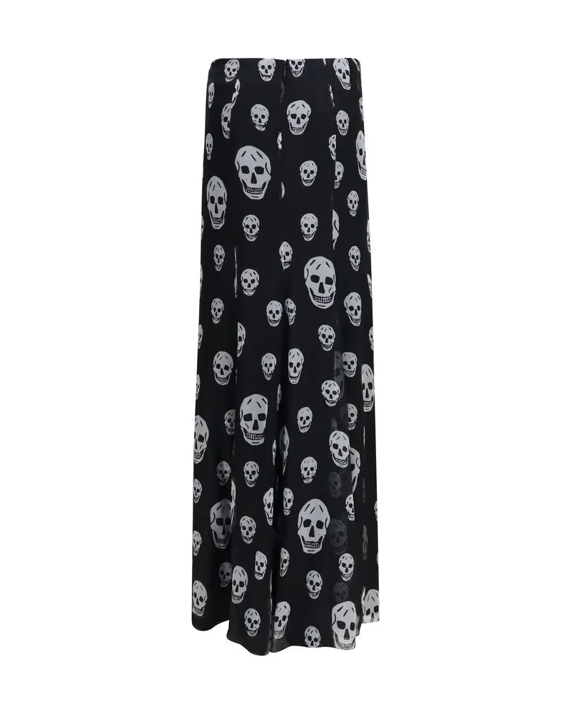 Alexander McQueen Women's Black Silk Long Skirt Black