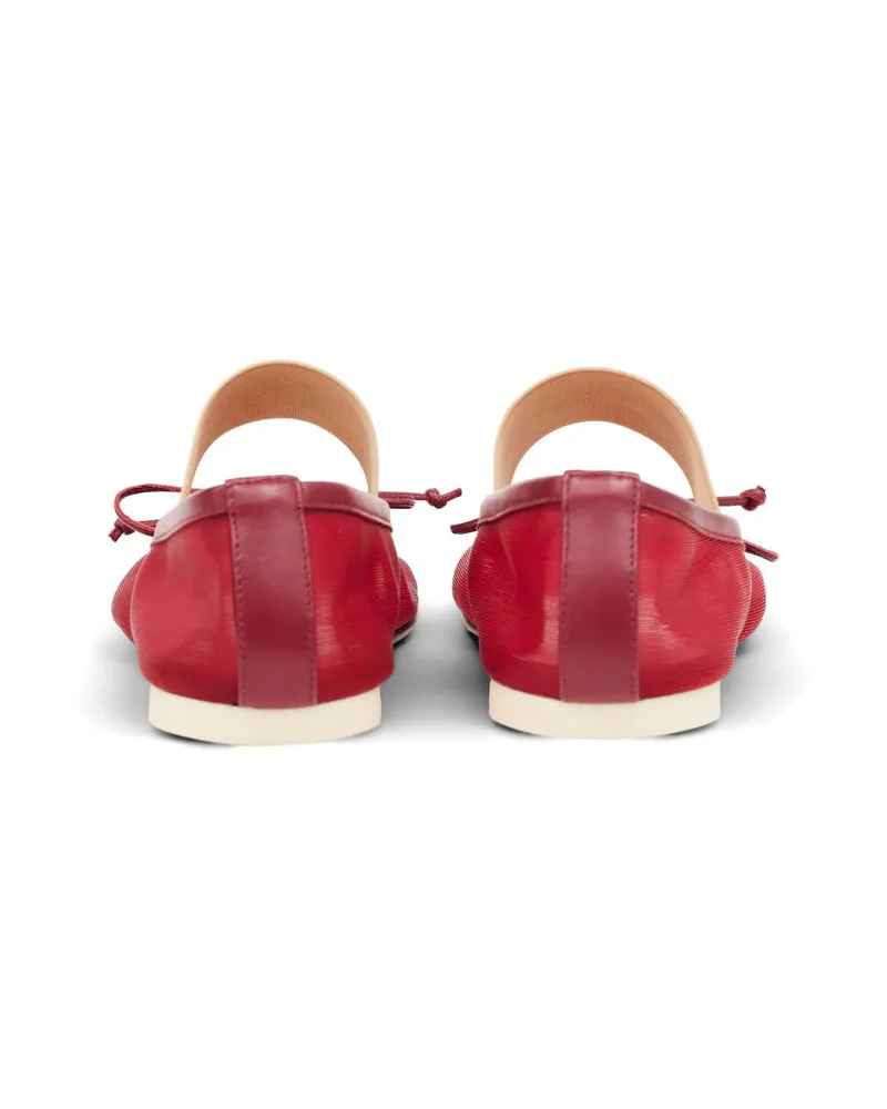 Maison Margiela Transparent Polyamide Mesh Ballet Flat — Red Red