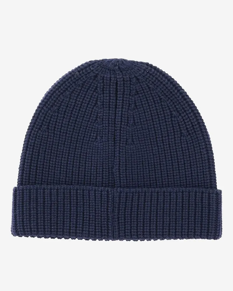 Valentino Garavani Men's Vlogo Beanie Navy Virgin Wool Hat Navy