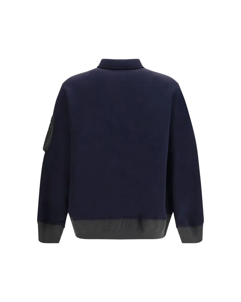 Sacai Men's Blue Cotton Polo Shirt Navy